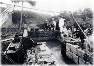 小松川サイフォン試験通水(小松川右岸)の写真